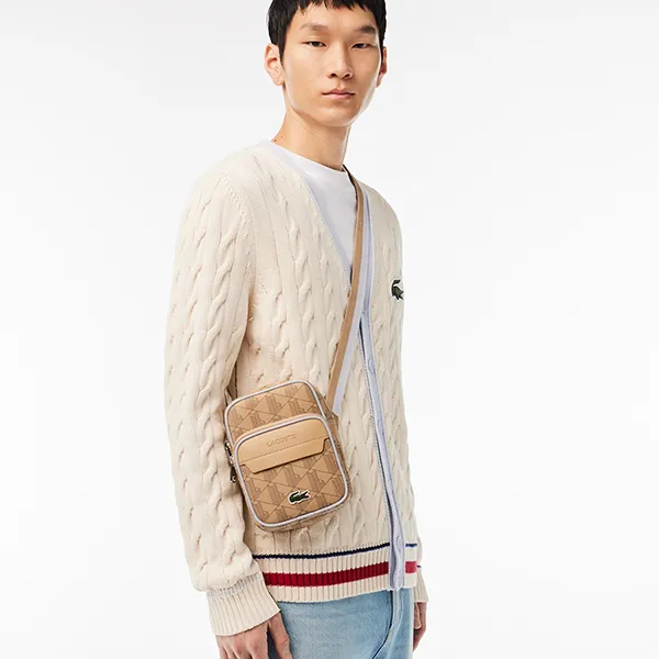 Túi Đeo Chéo Nam Lacoste Men's Small The Blend Satchel NH4585BG Màu Be