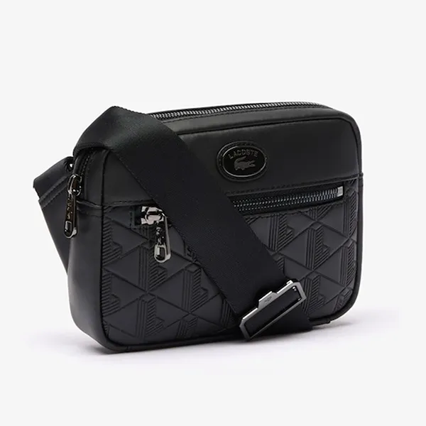 Túi Đeo Chéo Nam Lacoste Monogram Reporter Bag NH4401MR Màu Đen