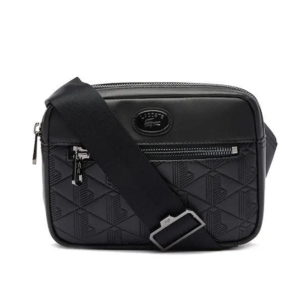 Túi Đeo Chéo Nam Lacoste Monogram Reporter Bag NH4401MR Màu Đen