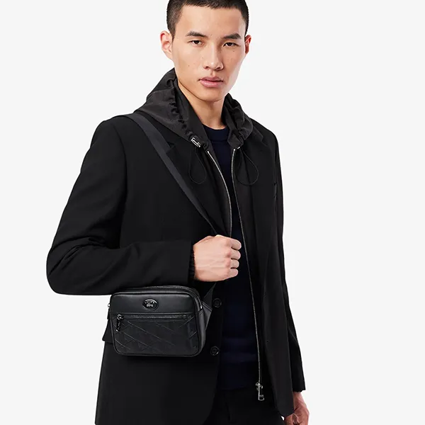Túi Đeo Chéo Nam Lacoste Monogram Reporter Bag NH4401MR Màu Đen