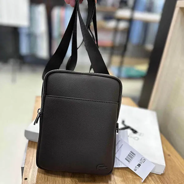 Túi Đeo Chéo Nam Lacoste NH2840GL 047 Bag Màu Nâu Đen