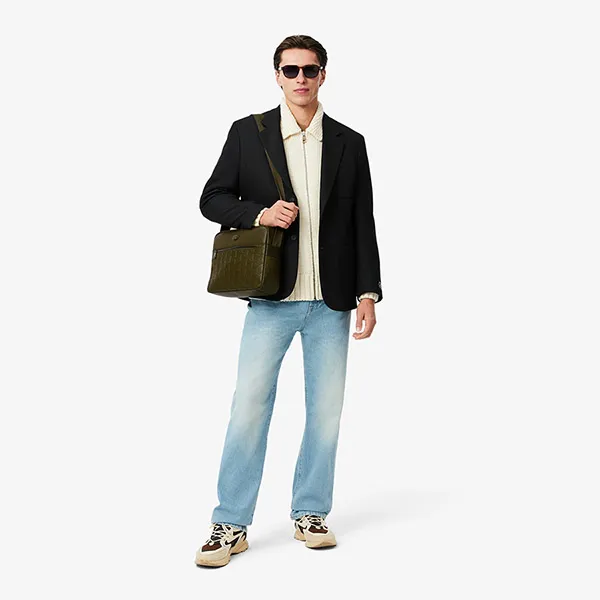 Túi Đeo Chéo Nam Lacoste Nomogramme Leather Reporter Bag NH4656MR Màu Xanh Olive