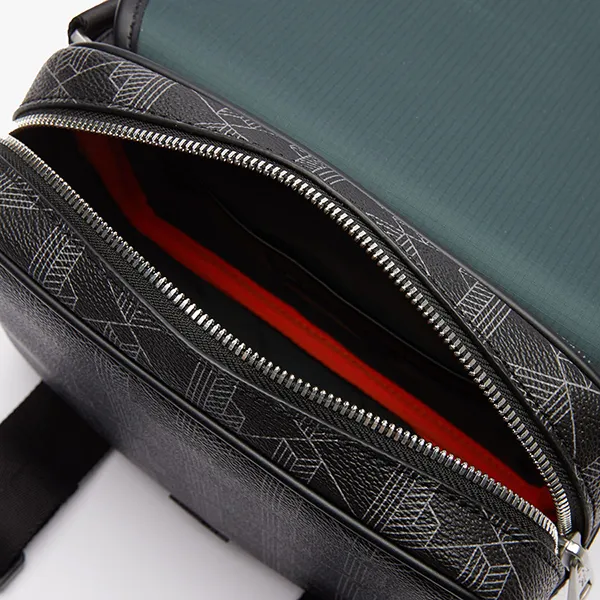 Túi Đeo Chéo Nam Lacoste The Blend Clipped Monogram Canvas Messenger Bag NH3787LX H45 Màu Đen