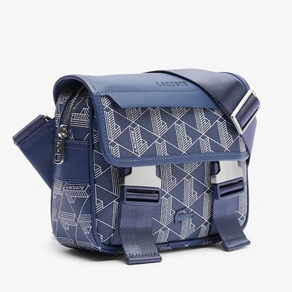 Túi Đeo Chéo Nam Lacoste The Blend Clipped Monogram Canvas Messenger Bag NH3787LX M83 Màu Xanh Navy