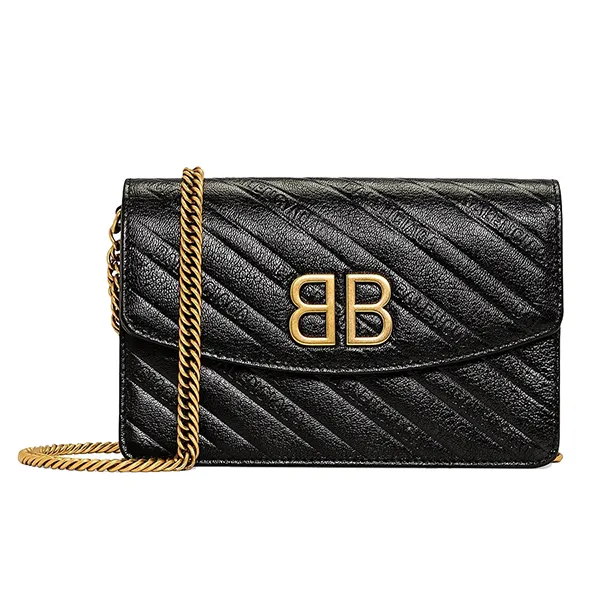Túi Đeo Chéo Nữ Balenciaga Bb Wallet On Chain Màu Đen