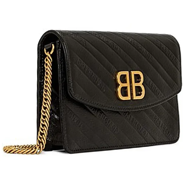 Túi Đeo Chéo Nữ Balenciaga Bb Wallet On Chain Màu Đen