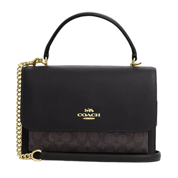 Túi Đeo Chéo Nữ Coach Klare Top Handle Bag In Signature Canvas CY687 Màu Đen Nâu