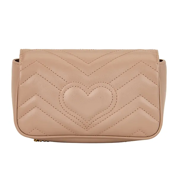 Túi Đeo Chéo Nữ Gucci GG Marmont Matelasse Super Mini Màu Be