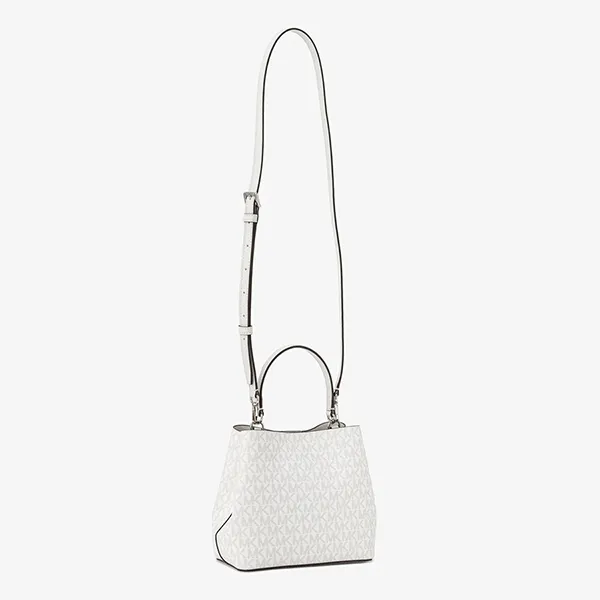Túi Đeo Chéo Nữ Michael Kors MK Pratt Small Signature Logo Convertible Shoulder Bag 35S4S3FM5V Màu Trắng