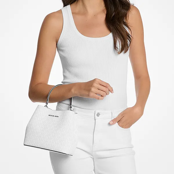 Túi Đeo Chéo Nữ Michael Kors MK Pratt Small Signature Logo Convertible Shoulder Bag 35S4S3FM5V Màu Trắng