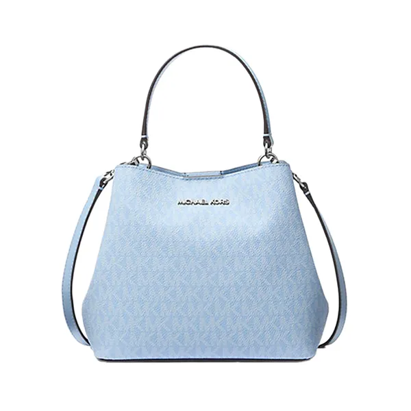 Túi Đeo Chéo Nữ Michael Kors MK Pratt Small Signature Logo Convertible Shoulder Bag 35S4S3FM5V Màu Xanh Blue