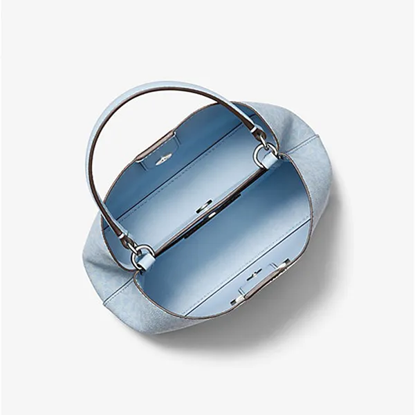 Túi Đeo Chéo Nữ Michael Kors MK Pratt Small Signature Logo Convertible Shoulder Bag 35S4S3FM5V Màu Xanh Blue
