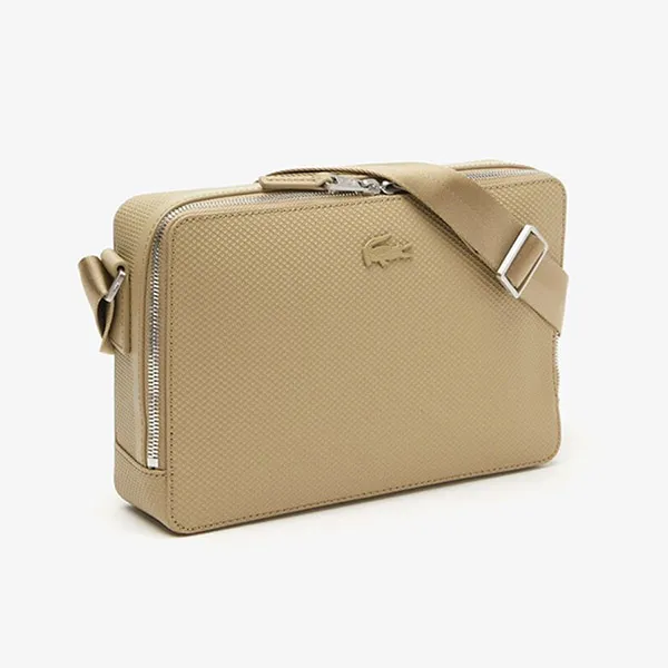 Túi Đeo Chéo Unisex Lacoste Chantaco Matte Stitched Leather Zippered Crossbody Bag NH3270CE-00-L32 Màu Be