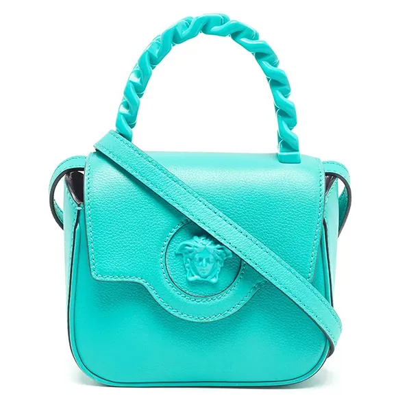Túi Đeo Chéo Nữ Versace Green Leather Mini La Medusa Top Handle Bag Màu Xanh