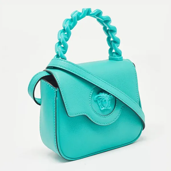 Túi Đeo Chéo Nữ Versace Green Leather Mini La Medusa Top Handle Bag Màu Xanh