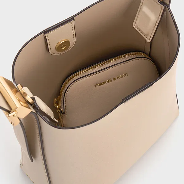 Túi Đeo Vai Nữ Charles & Keith CNK Edna Bucket Bag Oat CK2-10782671 Màu Kem