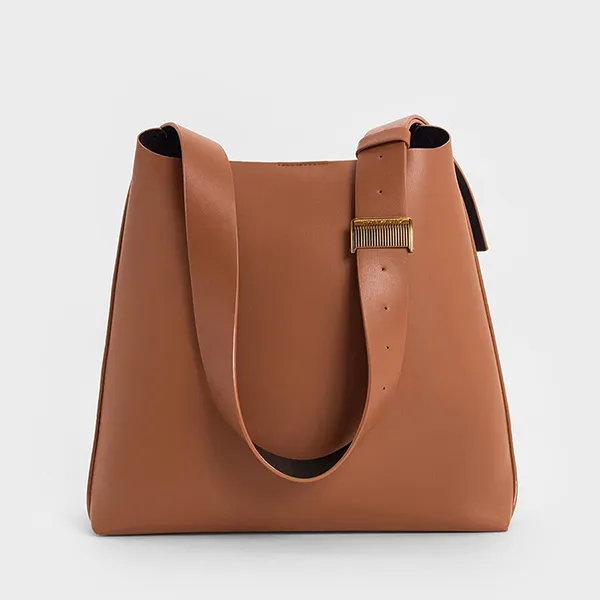 Túi Đeo Vai Nữ Charles & Keith CNK Edna Tote Bag Chocolate CK2-40270966-1 Màu Nâu