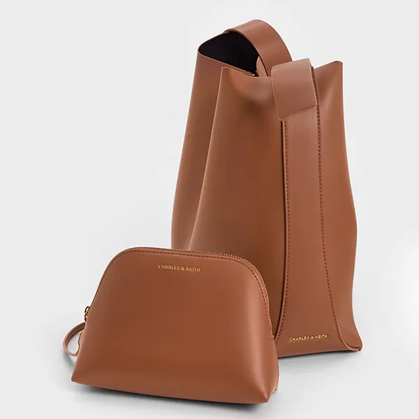 Túi Đeo Vai Nữ Charles & Keith CNK Edna Tote Bag Chocolate CK2-40270966-1 Màu Nâu