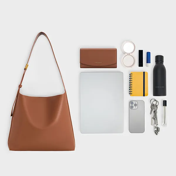 Túi Đeo Vai Nữ Charles & Keith CNK Edna Tote Bag Chocolate CK2-40270966-1 Màu Nâu