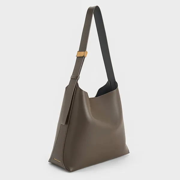 Túi Đeo Vai Nữ Charles & Keith CNK Edna Tote Bag Dark Moss CK2-40270966-1 Màu Rêu