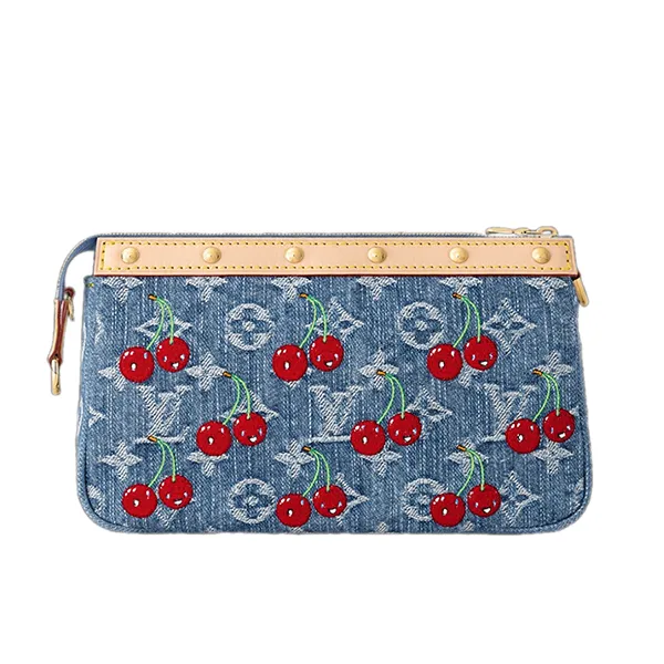 Túi Đeo Vai Nữ Louis Vuitton LV x TM Pochette Accessoires Cherry Coated Shoulder Bag M13994 Màu Xanh Blue