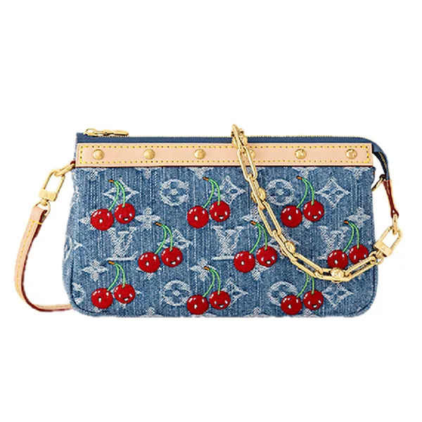 Túi Đeo Vai Nữ Louis Vuitton LV x TM Pochette Accessoires Cherry Coated Shoulder Bag M13994 Màu Xanh Blue