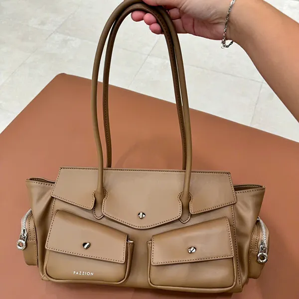 Túi Đeo Vai Nữ Pazzion Virelle Structured Multi-Pocket Shoulder Bag Màu Beige