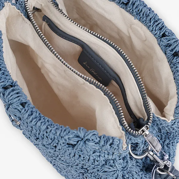 Túi Đeo Vai Nữ Sam Edelman Layla Floral Raffia Shoulder Bag/Clutch Eggshell Raffia Blanc Blue Raffia Màu Xanh