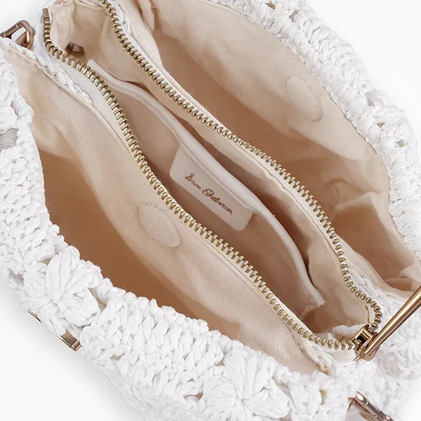 Túi Đeo Vai Nữ Sam Edelman Layla Floral Raffia Shoulder Bag/Clutch Eggshell Raffia Blanc White Màu Trắng