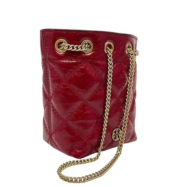 Túi Đeo Vai Nữ Tory Burch Willa Shine Small Drawstring Shoulder Bag 164017 Màu Đỏ Đậm