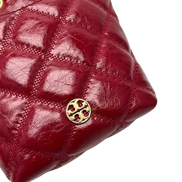 Túi Đeo Vai Nữ Tory Burch Willa Shine Small Drawstring Shoulder Bag 164017 Màu Đỏ Đậm