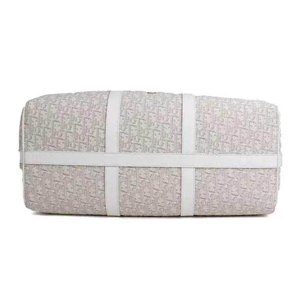 Túi Đựng Đồ Dior Travel Bag In Oblique Canvas And Off White Leather Màu Trắng - Xám