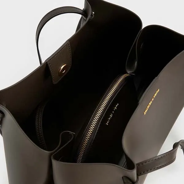 Túi Tote Nữ Charles & Keith CNK Calla Tote Bag Dark Moss CK2-30671662 Màu Xanh Rêu
