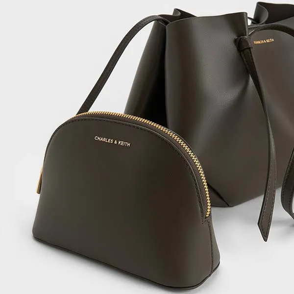 Túi Tote Nữ Charles & Keith CNK Calla Tote Bag Dark Moss CK2-30671662 Màu Xanh Rêu