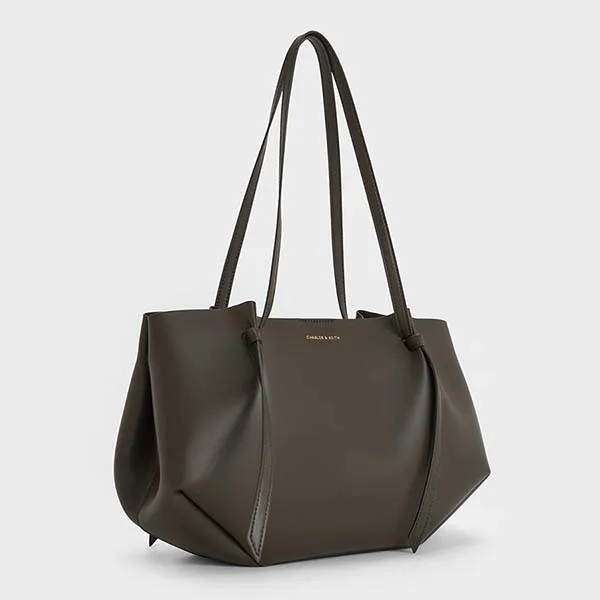 Túi Tote Nữ Charles & Keith CNK Calla Tote Bag Dark Moss CK2-30671662 Màu Xanh Rêu