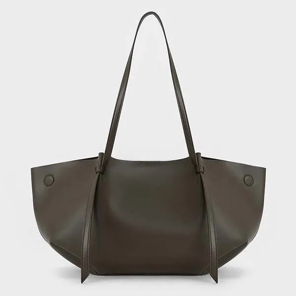 Túi Tote Nữ Charles & Keith CNK Calla Tote Bag Dark Moss CK2-30671662 Màu Xanh Rêu