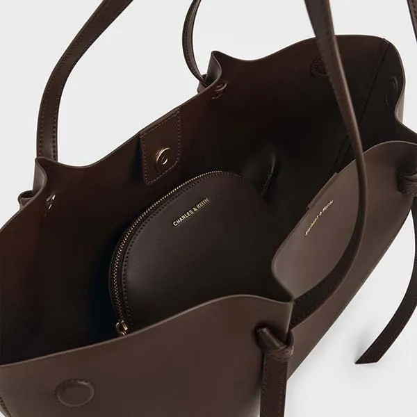 Túi Tote Nữ Charles & Keith CNK Calla Tote Bag Espresso Brown CK2-30671662 Màu Nâu
