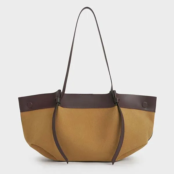 Túi Tote Nữ Charles & Keith CNK Calla Tote Bag Sahara Sand CK2-30671662 Màu Nâu Vàng