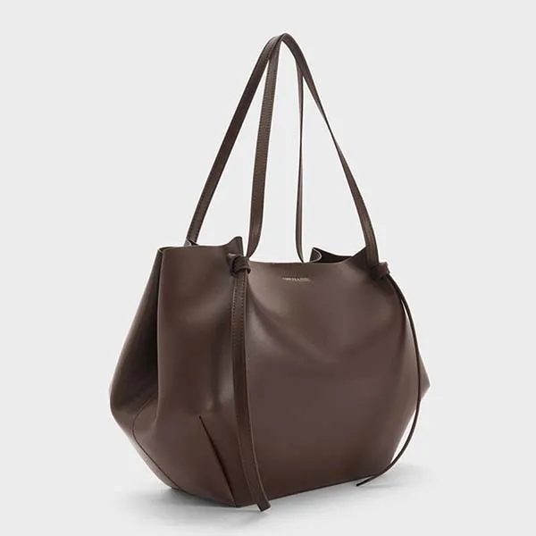 Túi Tote Nữ Charles & Keith CNK XL Calla Tote Bag Espresso Brown CK2-30671782 Màu Nâu