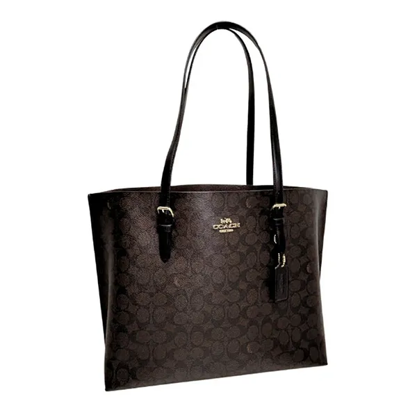 Túi Tote Nữ Coach Mollie Bag In Signature Canvas CV967 Màu Nâu Đen