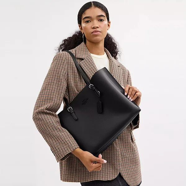 Túi Tote Nữ Coach Mollie Bag Silver/ Black CV968 Màu Đen