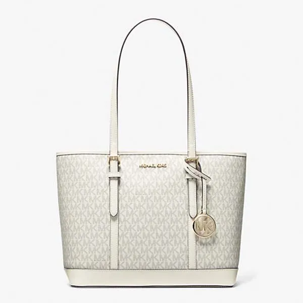 Túi Tote Nữ Michael Kors MK Jet Set Travel Small Logo Top-Zip 35S0GTVT1V Màu Trắng