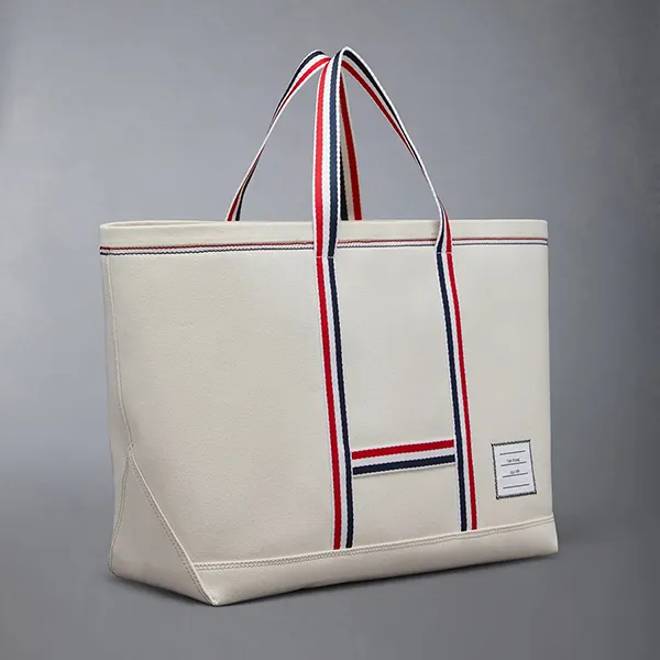 Túi Tote Thom Browne Canvas Stripe Medium Tool MAG271A-07164-114 Màu Trắng