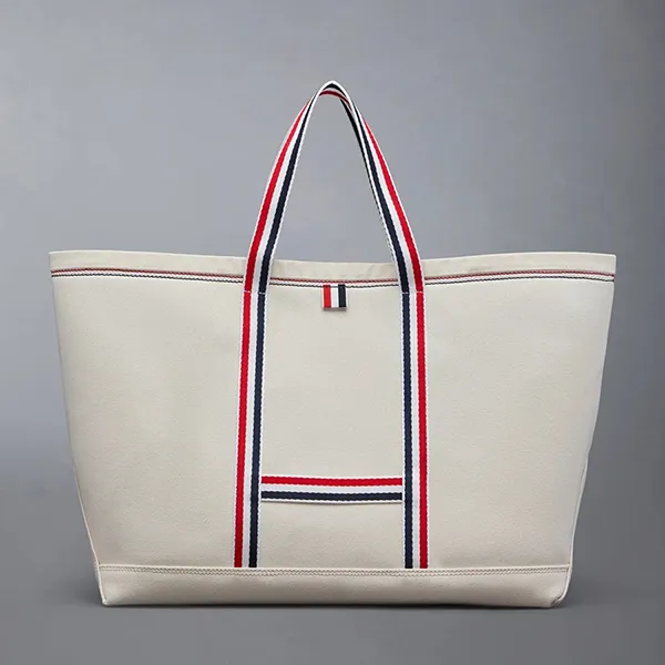Túi Tote Thom Browne Canvas Stripe Medium Tool MAG271A-07164-114 Màu Trắng