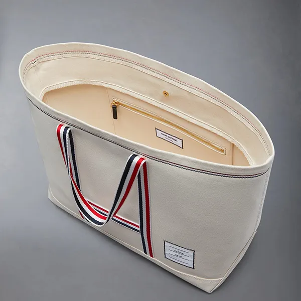 Túi Tote Thom Browne Canvas Stripe Medium Tool MAG271A-07164-114 Màu Trắng