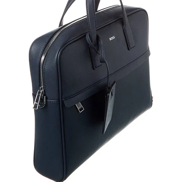 Túi Xách Tay Nam Hugo Boss Zair Leather Document Handbag Màu Xanh Navy