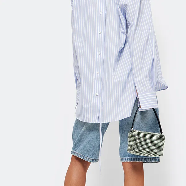 Túi Xách Tay Nữ Alexander Wang Heiress Medium Pouch Bag Màu Xanh Lá