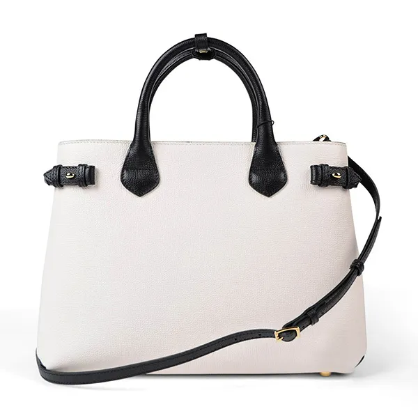 Túi Xách Tay Nữ Burberry The Banner Check Medium Bag Màu Trắng