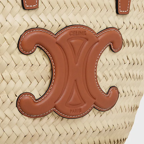 Túi Xách Tay Nữ Celine Teen Classic Panier In Palm Leaves And Calfskin 113832CGG.04LU Màu Nâu Trắng