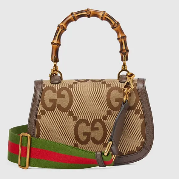 Túi Xách Tay Nữ Gucci Bamboo 1947 Jumbo GG Mini Bag Màu Nâu Be